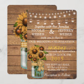 ひまわり畑 木製メイソンジャー ウェディング 招待状 (正面/裏面)