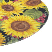 ひまわり畑：水色の黒い背景 カッティングボード (角)