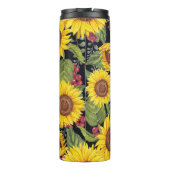 ひまわり畑：水色の黒い背景 タンブラー (裏面)