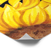 ひまわり畑:水色の黒い背景 ポスター (角)