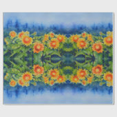 ひまわり畑 – 水色ひまわり絵画畑 ラッピングペーパー (フラット)
