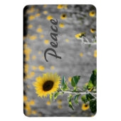 ひまわり畑，白黒，平和 マグネット (縦)