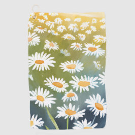 ひまわり畑 | 花の草原の花の絵画 ゴルフタオル