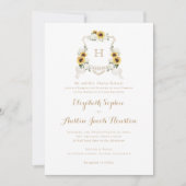 ひまわり白あじさい緑結婚の紋 招待状 (正面)