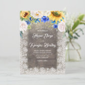 ひまわり白と青の素朴秋の結婚式 招待状 (スタンド正面)