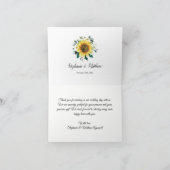 ひまわり白フローラネイビーウッドジオメトリック結婚ス サンキューカード (内部)