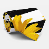 ひまわり白黒ストライプパターン ネクタイ (ロール)