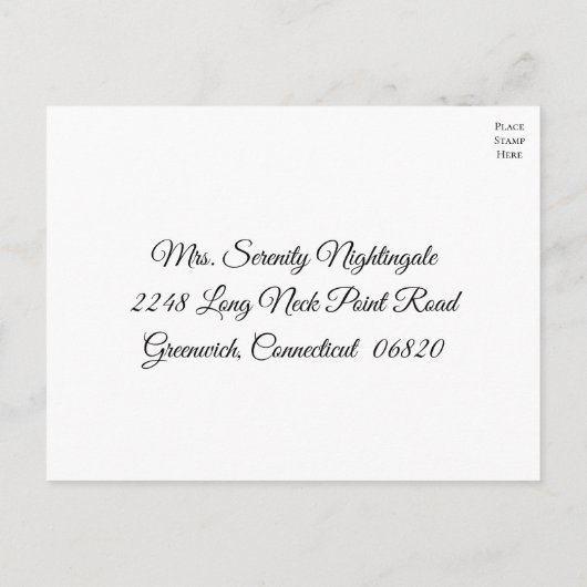 ひまわり白黒フローラウェディングRSVP インビテーションポストカード (裏面)