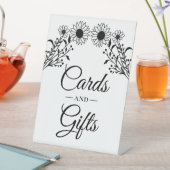 ひまわり白黒フローラカードギフト結婚ズ 台座サイン (インサイチュ)