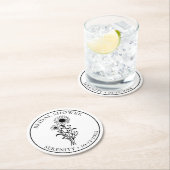 ひまわり白黒フローラブライダルシャワー ラウンドペーパーコースター (インサイチュ)