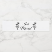 ひまわり白黒フローラ結婚たった今結婚しました ペットボトルラベル (シングルラベル)