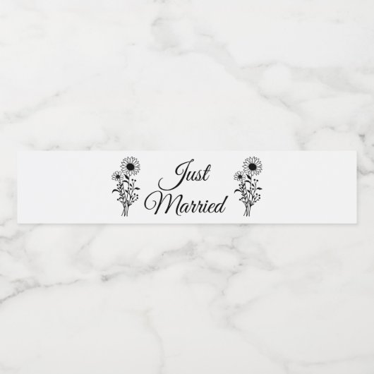 ひまわり白黒フローラ結婚たった今結婚しました ペットボトルラベル (シングルラベル)