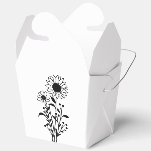 ひまわり白黒フローラ結婚披露宴 フェイバーボックス (見開き)