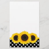 ひまわり白黒水玉模様 便箋 (正面)