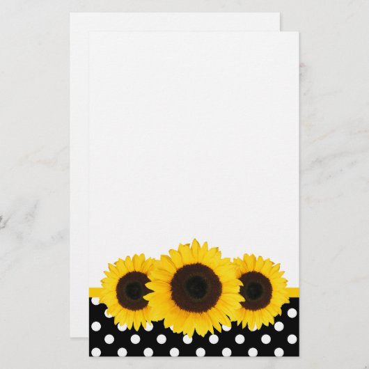 ひまわり白黒水玉模様 便箋 (正面/裏面)