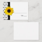 ひまわり白黒結婚水玉模様座席表 プレイスカード (正面/裏面)