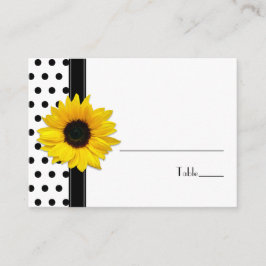 ひまわり白黒結婚水玉模様座席表 プレイスカード