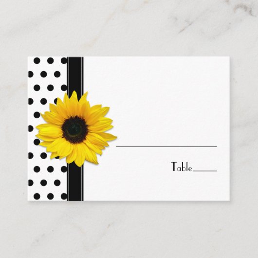 ひまわり白黒結婚水玉模様座席表 プレイスカード (正面)