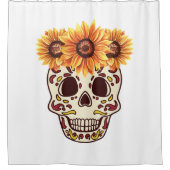 ひまわり砂糖スカル秋 シャワーカーテン (正面)