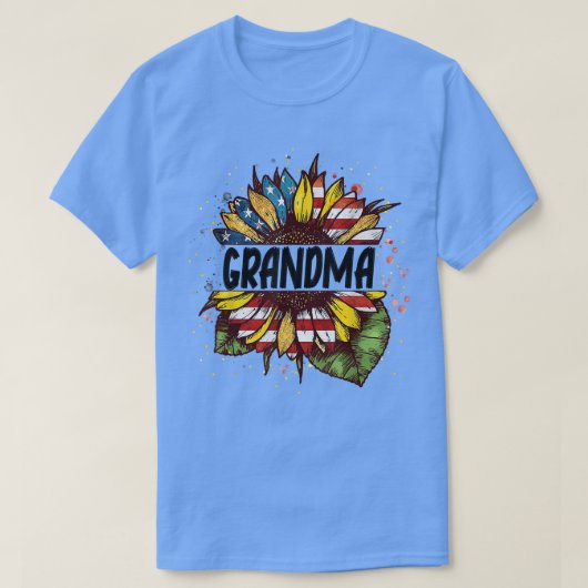 ひまわり祖母7月4日愛国的独立 Tシャツ (デザイン正面)