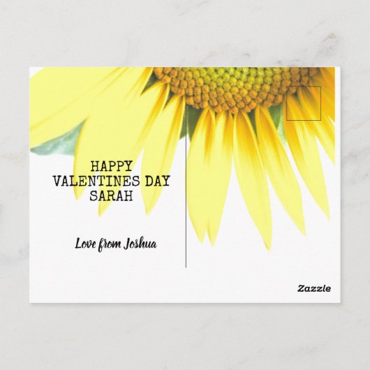 ひまわり私のサンシャインキュートバレンタインデー ポストカード (裏面)