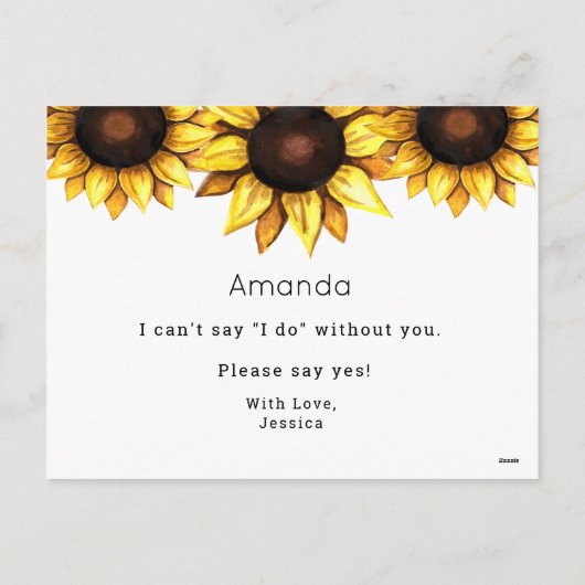 ひまわり私の花嫁の黄色の白のカード シーズンポストカード (裏面)