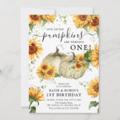 ひまわり秋かぼちゃツインズ1st誕生日 招待状 (正面)