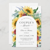 ひまわり秋のフローラカップルのシャワー 招待状 (正面/裏面)
