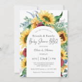 ひまわり秋のフローラファミリーベイビーシャワー 招待状 (正面)