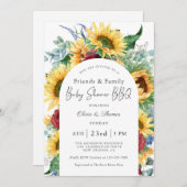 ひまわり秋のフローラファミリーベイビーシャワー 招待状 (正面/裏面)