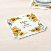 ひまわり秋の日：パーソナライズされたの結婚コースター ペーパーコースター (アングル)