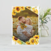 ひまわり秋の秋写真の結婚式の日付を保存 招待状 (スタンド正面)