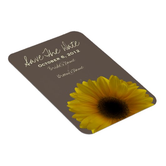 ひまわり秋の結婚式日付磁石を保存 マグネット (右側)