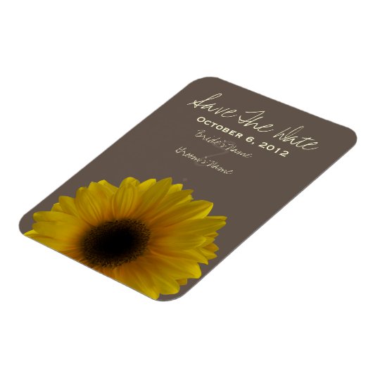 ひまわり秋の結婚式日付磁石を保存 マグネット (左側)