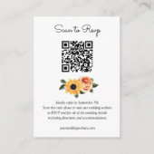 ひまわり秋バラ結婚のQRコードRSVP エンクロージャーカード (正面)