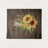 ひまわり秋フォトテクスチャ結婚テクスチャの背景 タペストリー (正面(横))