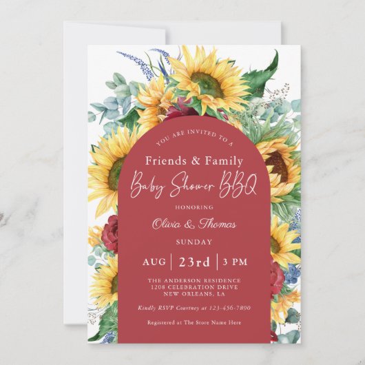 ひまわり秋フローラ屋外ベビーシャワー 招待状 (正面)