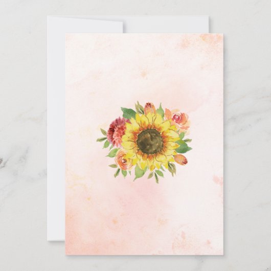 ひまわり秋フローラ金ゴールド縁どブライダルシャワー 招待状 (裏面)