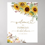 ひまわり秋ブライダルシャワーウェルカムサイン ポスター (正面)