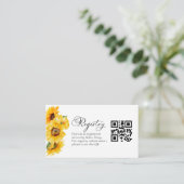 ひまわり秋ブライダルシャワーギフトレジストリQRカード エンクロージャーカード (スタンド正面)
