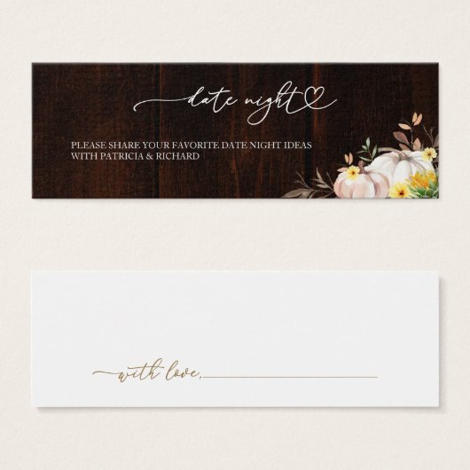 ひまわり秋ブライダルシャワーデイトナイトカード (正面&裏面)