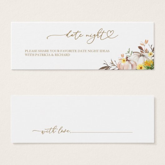 ひまわり秋ブライダルシャワーデイトナイトカード (正面&裏面)