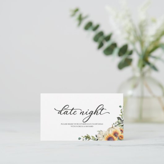 ひまわり秋ブライダルシャワーデイトナイトカード エンクロージャーカード (スタンド正面)