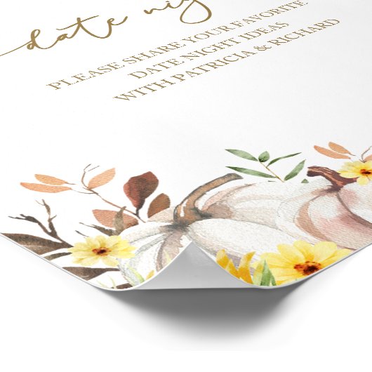 ひまわり秋ブライダルシャワーデイトナイトジャールサイン ポスター (角)