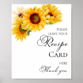 ひまわり秋ブライダルシャワーレシピカードサイン ポスター (正面)