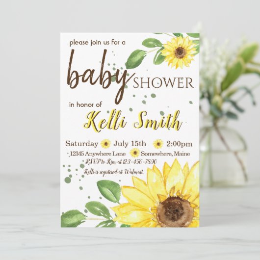 ひまわり秋ベビーシャワー招待状 招待状 (スタンド正面)