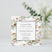 ひまわり秋水彩花模様パタ結婚ーン 招待状 (スタンド正面)