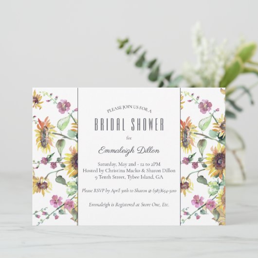 ひまわり秋水彩花模様ブライダルシャワー 招待状 (スタンド正面)