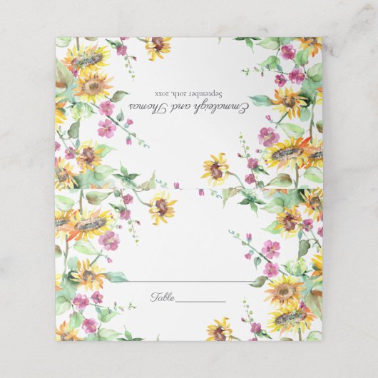 ひまわり秋水彩花模様結婚ズ プレイスカード (外部開封)