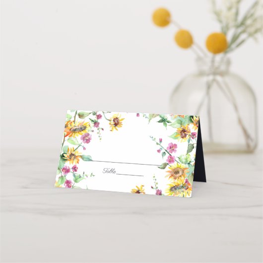 ひまわり秋水彩花模様結婚ズ プレイスカード (正面)